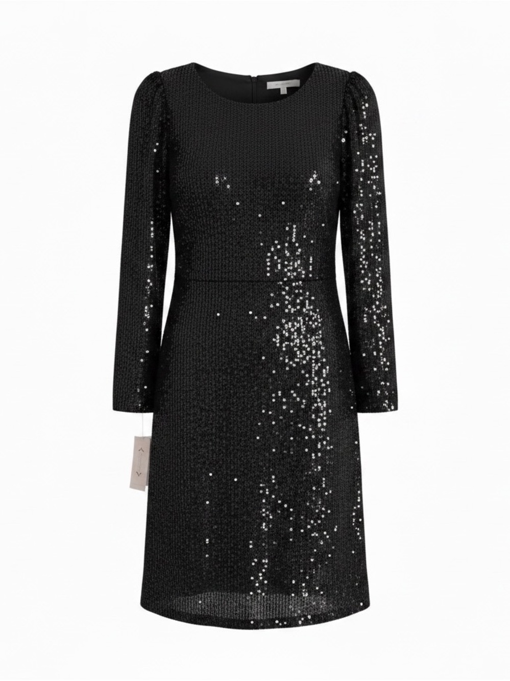 Nanette Lepore Black Sequin Long Sleeve Sheath Evening Wedding Party Dress